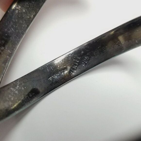 Vintage Sterling Silver X Cross Over Bypass Design Cuff Bangle Bracelet, Mexico - Picture 5 of 8